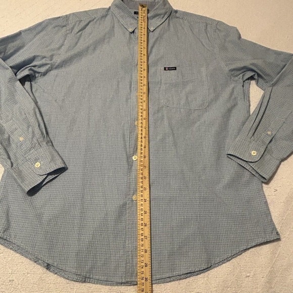 Chaps Easy Care Button-Up Shirt Men's Size L Maroon Blue Long Sleeve - Picture 13 of 16
